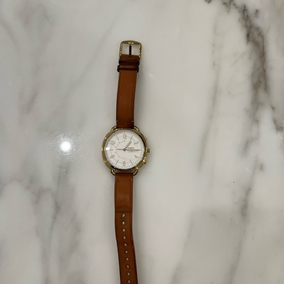 Fossil hybrid smart watch brown leather gold watch - Picture 2 of 6